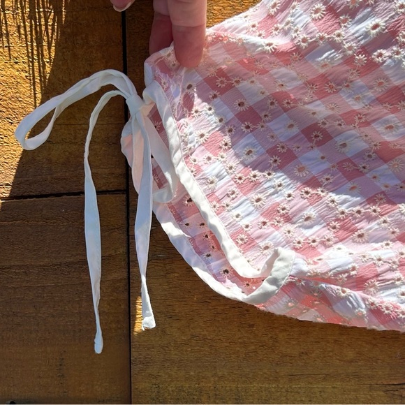 Sz-1X-Smak Parlour-pink & white gingham eyelet Woodstock flare dress w/pockets! - Picture 5 of 10